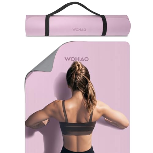 WOHAO Extra Thick 8mm Yoga Mat, 72"x28" Non Slip Exercise Mat, Reversible 2-Sided Dual Color Premium POE Material, with Ca...