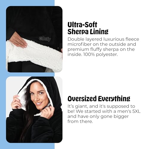 THE COMFY Original | Sherpa Lined Microfiber Fleece Wearable Blanket, Oversized Design with Hood and Pocket from Shark Tank