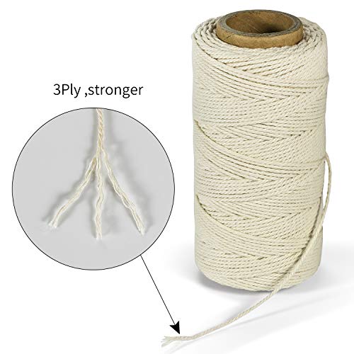 TJ.MOREE Butchers Twine, 3Ply 145m/476ft 1mm Thick Feet String Food Oven Safe Cotton Cooking Meat Rope Bakers Twine Fit to...