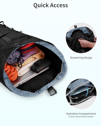 Blue Quartz Hiking Backpack 30L Lightweight Packable Backpack for Travel, Water Resistant Foldable Daypack for Women Men, ...