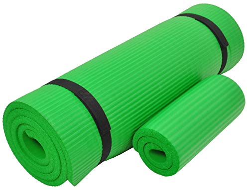 Fitvids All Purpose 1/2-Inch Extra Thick High Density Anti-Tear Exercise Yoga Mat and Knee Pad with Carrying Strap and Opt...