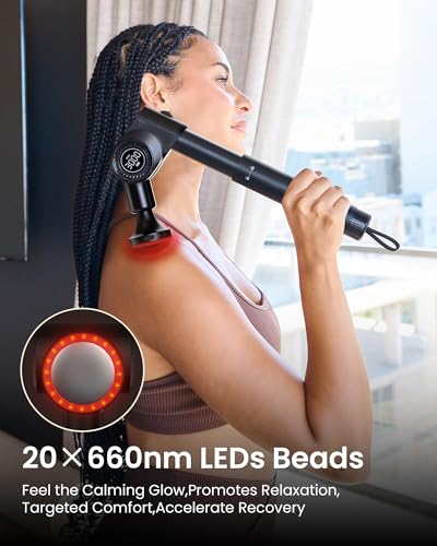 NAPRE Massage Gun with Heat,Deep Tissue Handheld Percussion Back Massager for Muscle/Neck/Body Pain Relief with Long Exten...