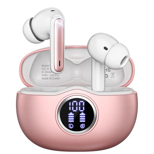 Fhumsh A10 Pro Wireless Earbuds Bluetooth 5.3 HiFi Stereo, 50H Playback LED Digital Display Earphones, ENC Noise Cancellin...