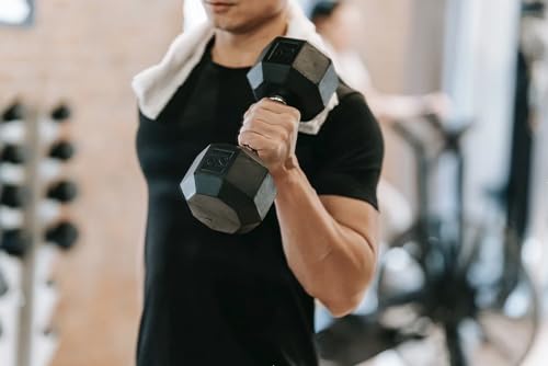 OLIXIS Rubber Hex Exercise & Fitness Dumbbell, Weights Set with Anti-Roll Design, Strength Training Equipment, Space-Savin...