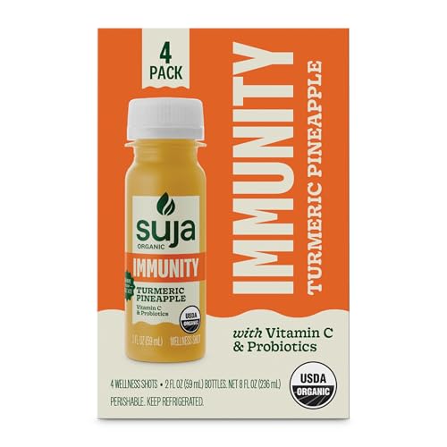 Suja Organic Immunity Defense Shot (2 Fl Oz x 4 Count) with Turmeric and Ginger | Immunity Boost & Support | Functional Sh...