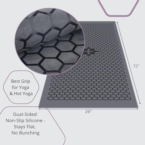 Clever Yoga Hot Yoga Mat Towel – Non-Slip Grip for Hot Yoga, Sweat Absorbent, Honeycomb Silicone Grip, Stays Flat – Ideal ...
