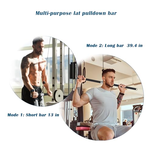 Prebene LAT Pull Down Bar, Dual Hook Bar Cable Attachment, Heavy Duty Gym Bar for Cable Machine, Suit for Resistance Band ...