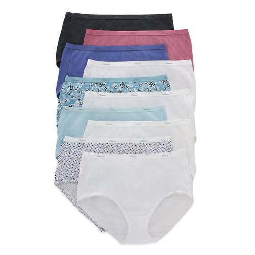 Hanes Women's Underwear Briefs Pack, 10-Pack, Cotton Panties for Women, Moisture-Wicking, Full Coverage