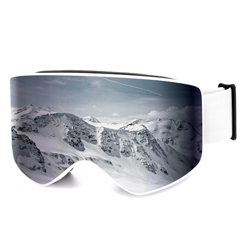 SOJOS Frameless Ski Goggles Men Women, Ultra-Wide 180° Panoramic, UV400 Protection, OTG Compatible SJ3063