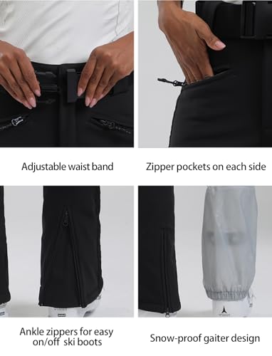 GSOU SNOW Womens Ski Pants Slim Fit Waterproof Insulated Snow Pants Flared Winter Outdoor Hiking Warm