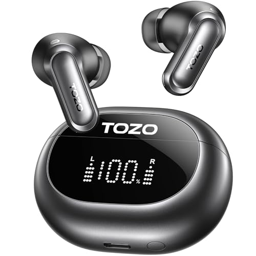 TOZO NC20 Active Noise Cancelling Wireless Earbuds, LDAC Hi-Res Sound Bluetooth Headphones, 6 Mics AI Call Ear Buds 80H Pl...