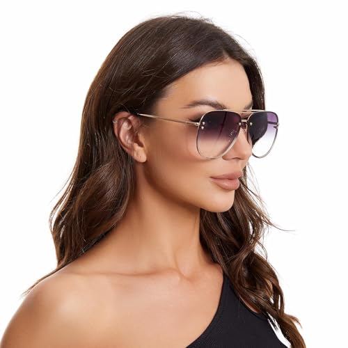 VIVIENFANG Trendy Oversized Aviator Sunglasses Womens, Retro Cute Big Shades Women's Fashion Sun Glasses UV Protection VF2203