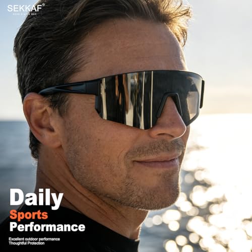 SEKKAF Polarized Sunglasses for Men Women - Sports Sunglasses for Running Baseball Driving Fishing Cycling UV400 Protection