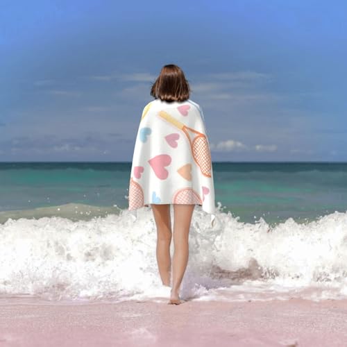 VANZEV Tennis Pattern Beach Towel Cute Sports Sand-Free Microfiber Bath Towel Ultra Soft Quick Dry Pool Towel Absorbent To...