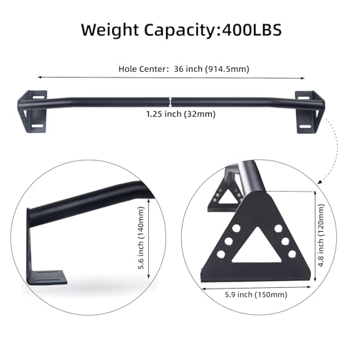Purife Wall Mounted Pull Up Bar Doorway, Heavy Duty Strength Training Pull-Up & Chin Up Bars for Doorframe, Support Beam o...