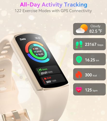 Smart Watch Fitness Tracker with 24/7 Heart Rate, Blood Oxygen Blood Pressure Monitor Sleep Tracker 120 Sports Modes Activ...