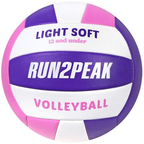 RUN2PEAK Light Soft Volleyball - Light Volleyball Designed for Beginners Kids Youth Teen - Lightweight Volleyballs for Ind...