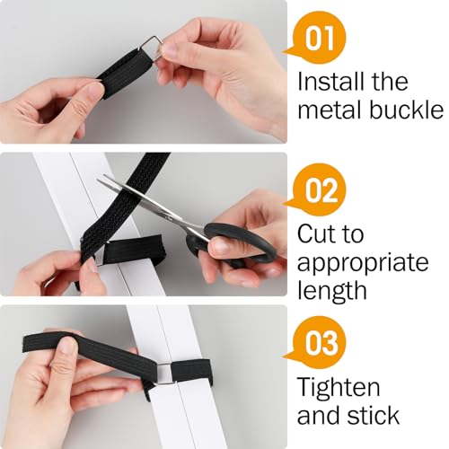 0.65" x82ft Hook and Loop Straps with 40 Metal Buckles, Adjustable Fastening Cinch Straps, Cut to Length Cable Straps, Reu...