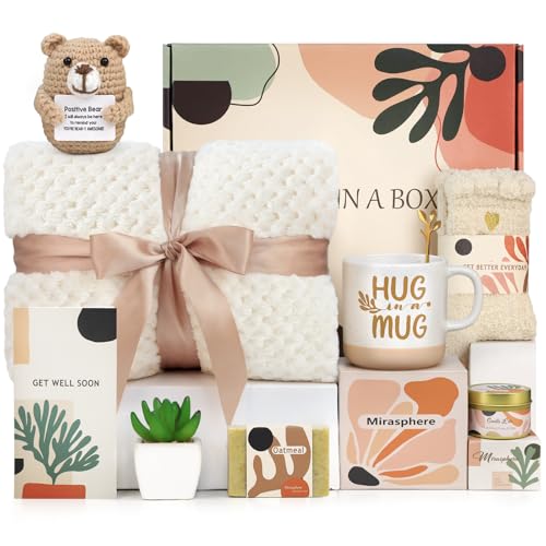 Get Well Soon Gift Baskets for Women - Self Care Package for Women After Surgery - Cancer Chemo Recovery Comfort Gifts Set...