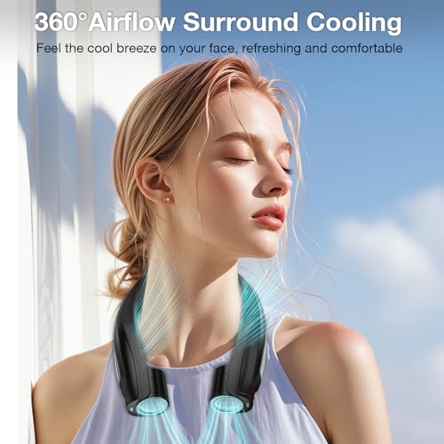Hionly AI Neck Fan, 6 Speeds Adjustable Portable Personal Fan Rechargeable, Faster Cooling Wearable Fan, Ultra Quiet for H...