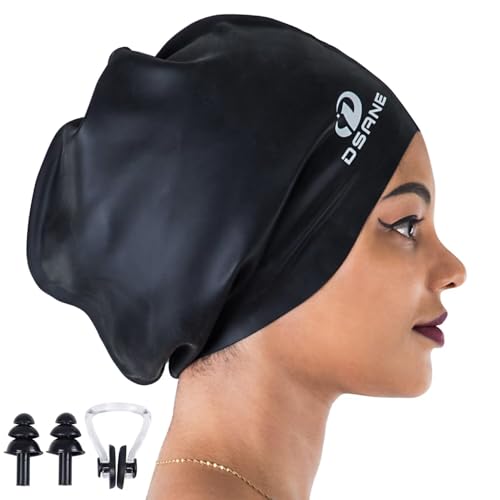 Dsane Extra Large Swimming Cap for Women and Men,Special Design Swim Cap for Very Long Thick Curly Hair&Dreadlocks Weaves ...