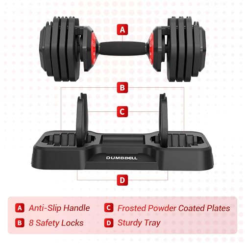Updated Adjustable Dumbbells Set (25 LB/50 LB/56 LB/112LB), Weights Dumbbell Set with Anti-slip Grip & Storage Solution, C...