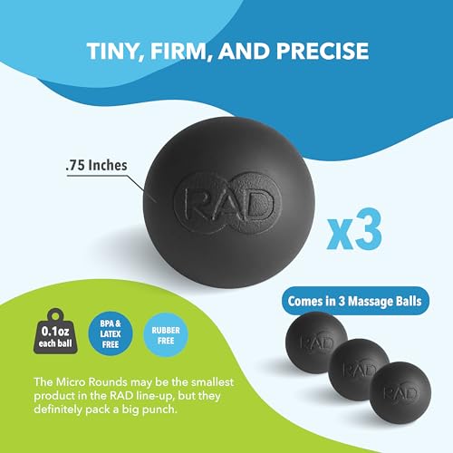 RAD Micro Rounds – Firm Yoga Deep Tissue Massage Ball Set – Myofascial Release Balls for Feet, Plantar Fasciitis, Jaw & Ha...