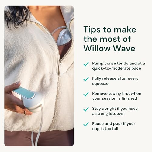 Willow Wave - Wearable Manual Breast Pump - Fits Fully in Bra - Ergonomic Handle - 24mm Soft Silicone Flange - Wearable Br...
