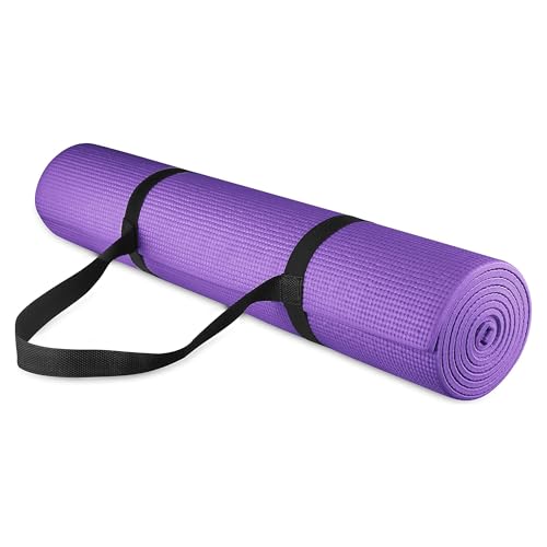 Fitvids All Purpose 1/4-Inch High Density Anti-Tear Exercise Yoga Mat with Carrying Strap, Multiple Colors