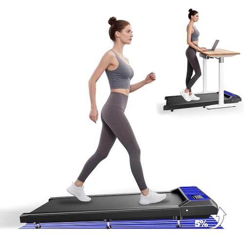 Walking Treadmill Pad with Incline, Portable Under Desk Treadmill for Home Office, 2.5 HP Quiet Compact Walking Machine wi...