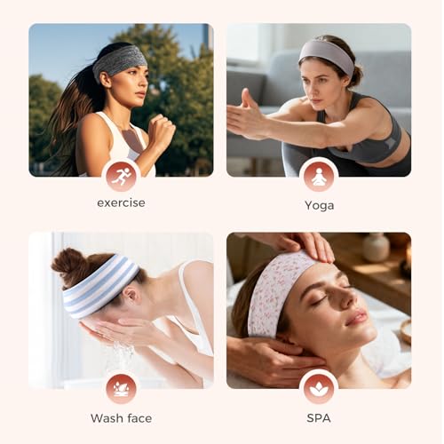 Lajou Fashion Women's Headbands for Short Hair Non Slip Elastic Floral Hairbands, Soft Fabric Workout Stripe Head Bands He...