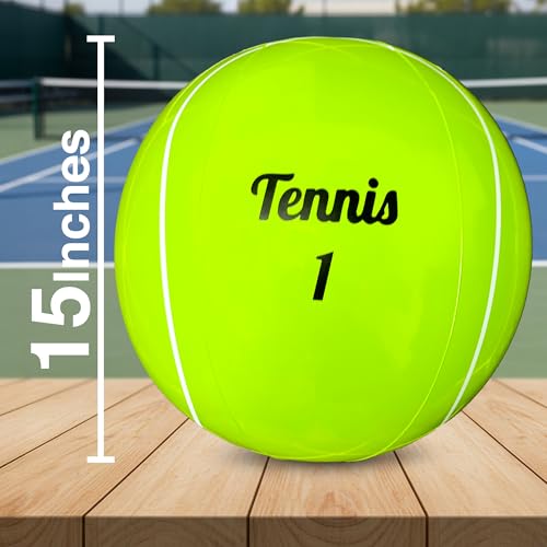 Vaulted Skulls & Co Inflatable Tennis Ball | Giant Tennis Beach Balls | Inflated Ball Prop | Oversized Sports Party Decora...