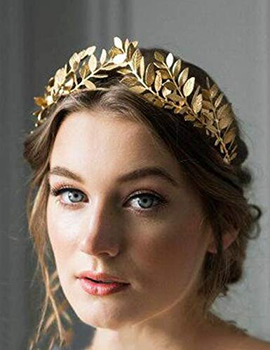 Chargances Bridal Gold Leaf Crown Headband Bridal Tiara Gold Leaf headpiece for Wedding Prom Festival Bridesmaid Hair Acce...
