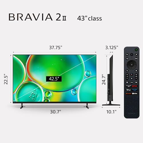 Sony BRAVIA 2 II 43 Inch 4K Ultra HD LED Smart TV with Google TV and Exclusive Features for PlayStation®5 (K-43S20M2), 202...