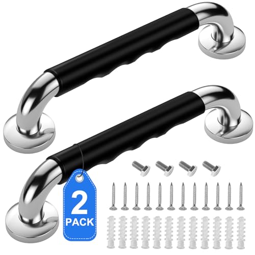 2 Pack 16 Inch Grab Bars for Bathtubs and Showers, Anti Slip Handicap Grab Bars for Shower, Safety Bath & Toilet Rail for ...