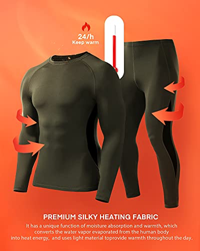 Roadbox Thermal Underwear for Men: Fleece Lined Long Johns Base Layer Ski Thermals Top and Bottom Set