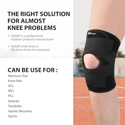 Knee Brace with Side Stabilizers for Meniscus Tear, Adjustable Knee Wrap for Pain Relief, Breathable Compression Knee Supp...