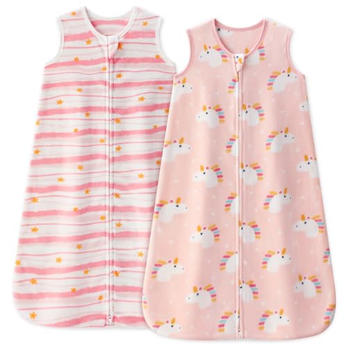 Unnivoll Fleece Baby Sleep Sack 6-12 Months 1.0 Tog Baby Wearable Blanket Microfleece Sleeping Sack with 2-Way Zipper for ...