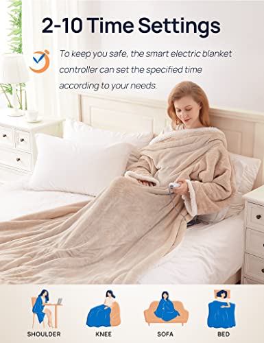 Westinghouse Electric Snuggle Throw Blankets with Foot Pocket, Wearable Heated Throw with Sleeves, 6 Heating Levels & 2 to...