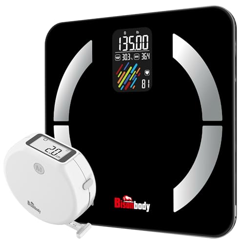 Smart Body Weight Scale & Digital Body Measuring Tape Set – Bluetooth Body Composition Analyzer, Smart Tape Measure with A...