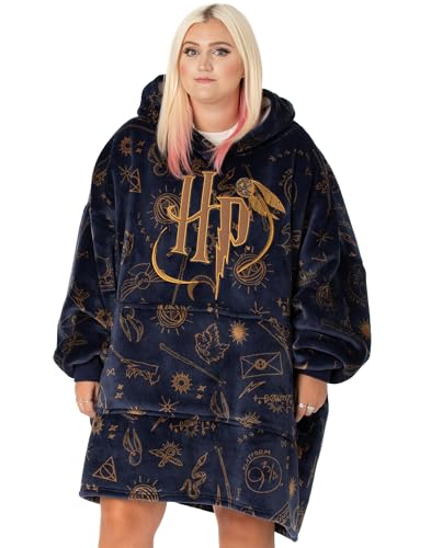 Harry Potter Womens Wearable Blanket Hoodie | Adults Fluffy Fleece Hooded Pullover Hogwarts Graphic | Wizard Lined Loungew...
