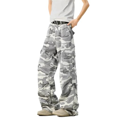 Camo Cargo Pants Mens Casual Graphic Oversized Wide Leg Hiking Pants Trendy Stretch Breathable Plus Size Lightweight Trousers