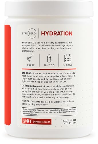 Type Zero Clean Electrolytes Hydration Powder Drink Mix + 14 Essential Vitamins & Minerals - Sugar Free, Zero Artificial I...