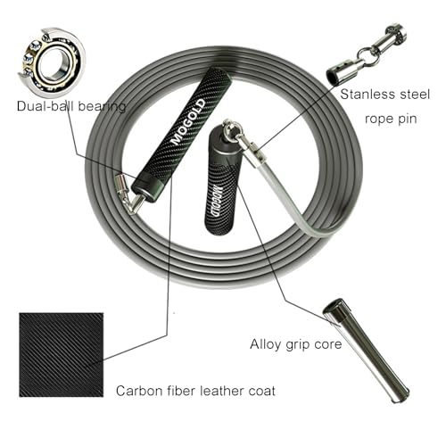 MOGOLD 1lb Weighted Jump Ropes for Women & Men with 1/2 Pound Jump Rope Cable & Thicker Leather Jump Rope Weighted Handle...