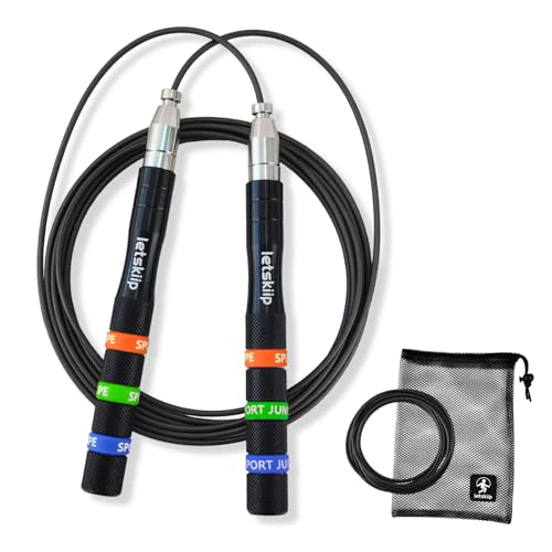 Letskiip Speed Jump Rope for CrossFit & Boxing - Secure Self-Locking Adjustable Skipping Rope for Men & Women - Anti-Slip ...