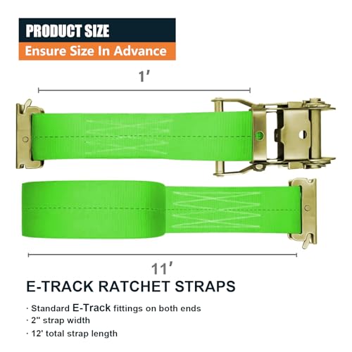 SALUINOKI 10Pack E Track 2 Ratchet Strap Etrack Van Box Truck Strap Accessories Heavy Duty 12ft E Track Accessories 4400lb...