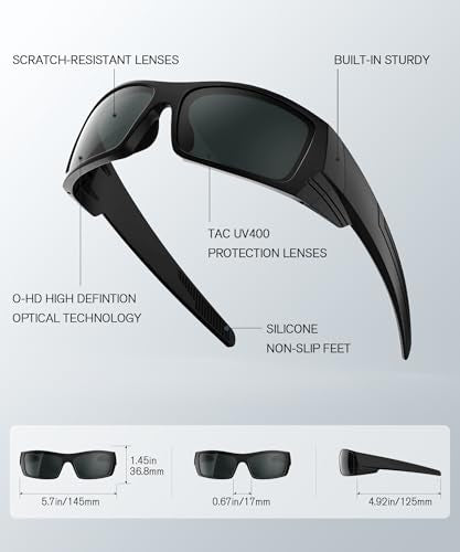 QALLY Sports Sunglasses-Men Polarized Mens-Sunglasses: Wrap Around Sun Glasses for Cycling Fishing with UV400 Protection