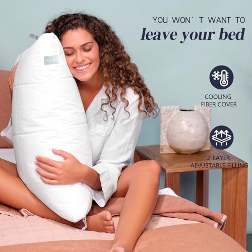 Nuzzle Cooling Adjustable Pillow for Side Sleepers, Luxury Standard Size Bed Pillow Hotel Collection - Best Adjust Height ...