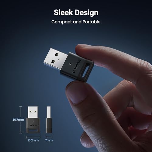 UGREEN USB Bluetooth 5.3 Adapter for PC, Plug & Play for Windows 11/10/8.1, Bluetooth Receiver & Transmitter for Keyboard/...