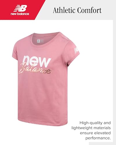 New Balance Girls' Active Skort Set - 2 Piece Short Sleeve T-Shirt and Performance Tennis Scooter Skirt (Sizes: 7-12)